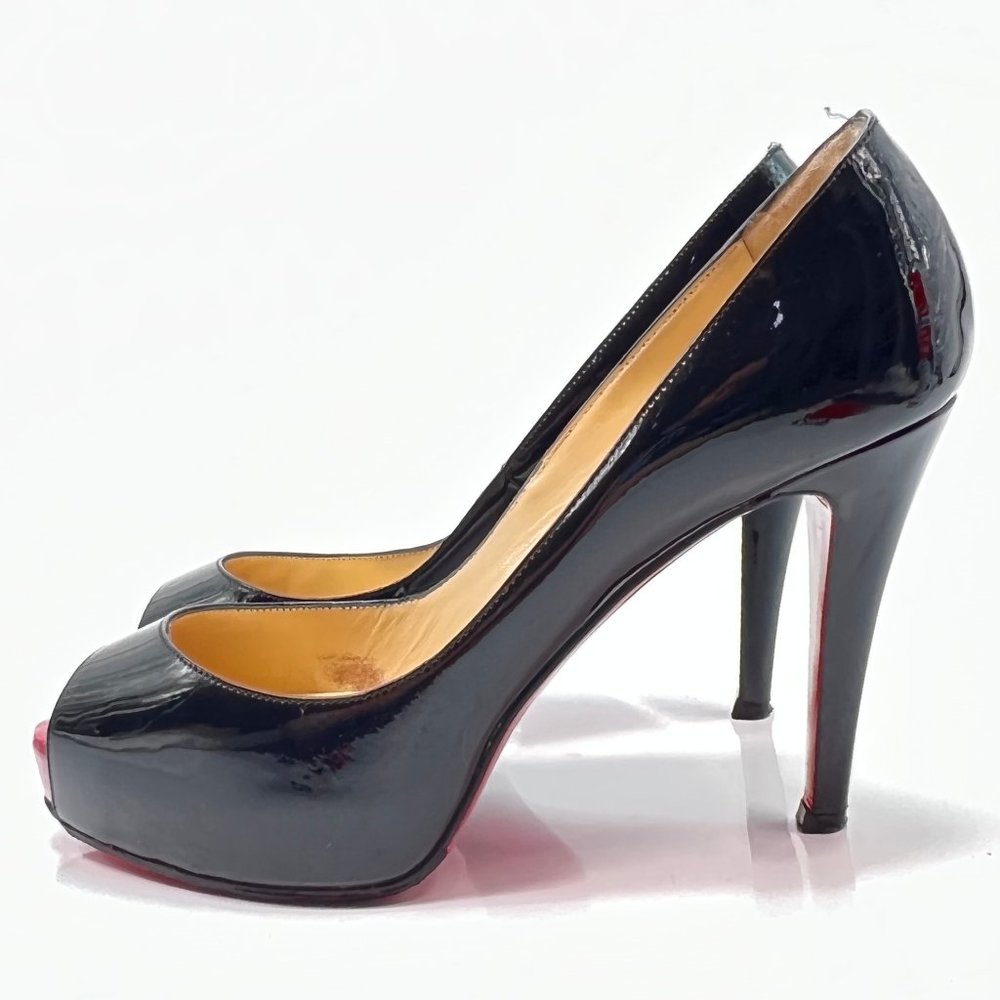 Christian Louboutin Very Prive 100 Black Patent Heels Euro 36.5
